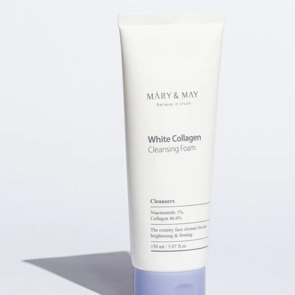 Mary & May White Collagen Cleansing Foam – Brightening & Hydrating Facial Cleanser